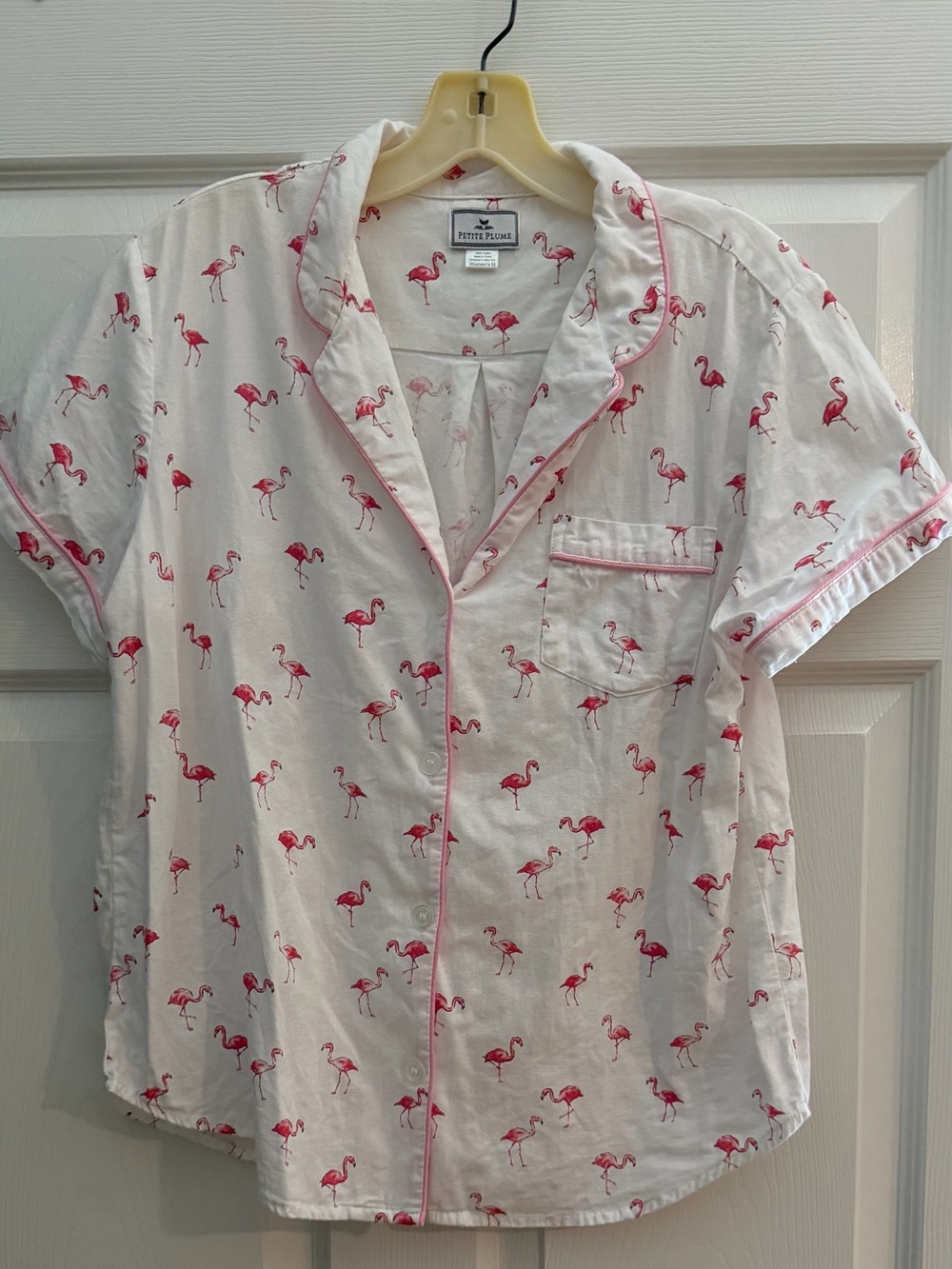 Petite Plume M Pink Flamingo 100% Cotton Short Sleeve Pajama Set - Picture 2 of 9